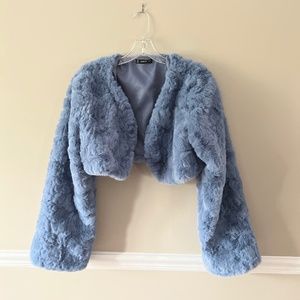 Faux fur cropped bell sleeve jacket
